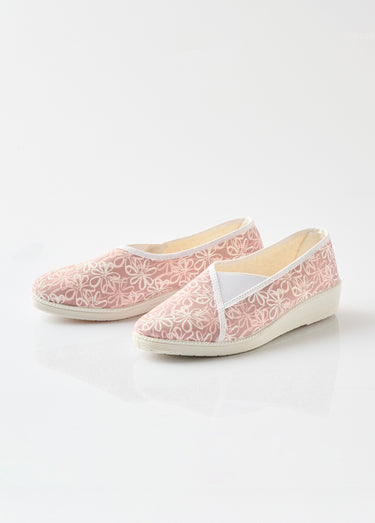 Chaussons ballerines élastiquée imprimées Rose