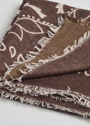 Echarpe carrée motif bandana avec laine Marron