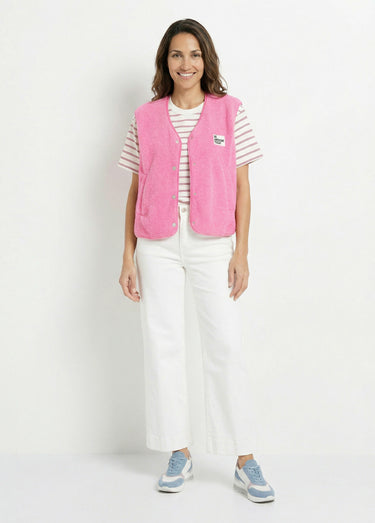 Gilet sherpa sans manches, patch Awesome Rose