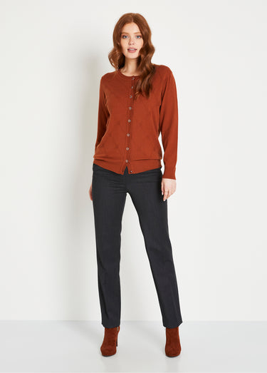 Gilet cardigan uni boutonné modal mélangé Noisette