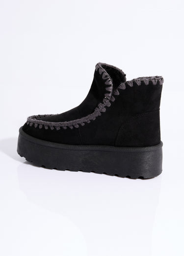 Boots confort compensées en suédine Noir