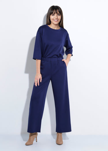 Pantalon coupe confort maille souple Marine