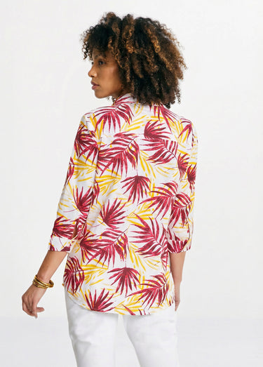 Chemisier boutonné long coton imprimé Imprime Rouge