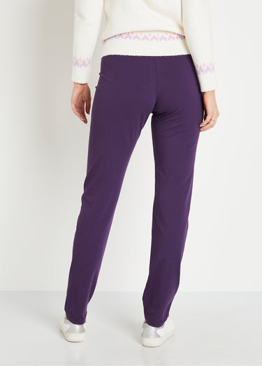 Legging coton stretch taille élastiquée Prune