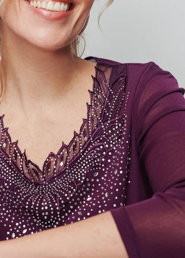 Tunique résille avec broderies et strass Violine