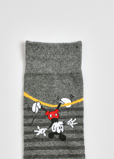 Chaussettes fantaisie, thème Mickey Mouse Raye Gris