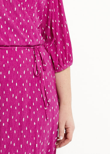 Robe courte cache-coeur imprimé pois Violet/ Blanc