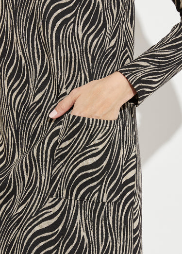 Robe ample courte jacquard zébré Noir / Blanc