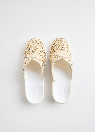 Chaussons mules sabot imprimé léopard Léopard doré