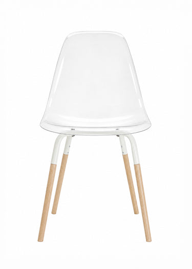 Set 4 Chaises coque transparente et bois Blanc/Marron