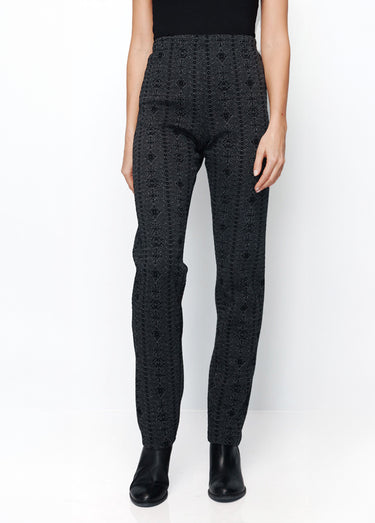 Legging taille élastiquée jersey extensible Anthracite/Noir