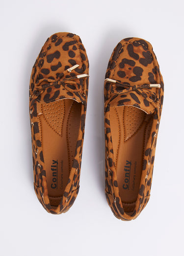 Mocassins en suédine avec œillets métal Leopard