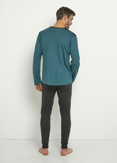 Pyjama manches longues rayures Vert