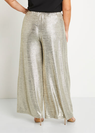 Pantalon large maille brillante taille élastiquée Dore