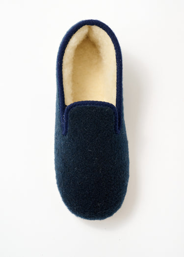 Chaussons mixtes largeur confort semelle feutre Uni Marine
