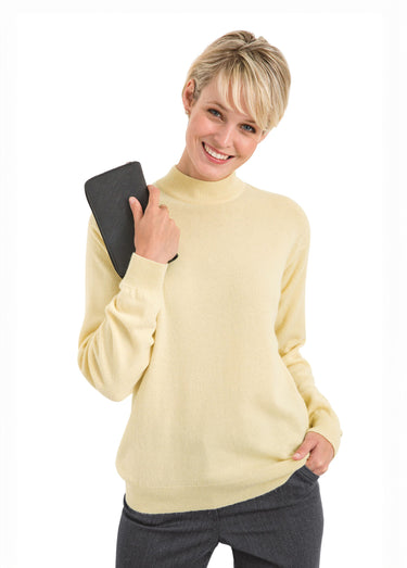 Pull chaud col montant avec laine et angora Paille