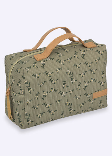 Trousse de toilette zippée fleurie Vert