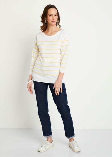 Pull fin rayé Blanc/Vanille