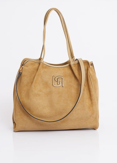 Sac shopping suédine et simili cuir Jaune Paille