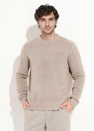 Pull col rond chaud avec de la laine Camel