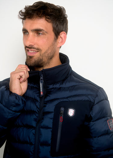 Doudoune chaude zippée à capuche Bleu