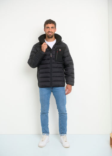 Doudoune chaude zippée à capuche Noir