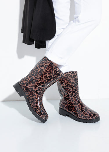 Bottines de pluie léopard semelle crantée Leopard