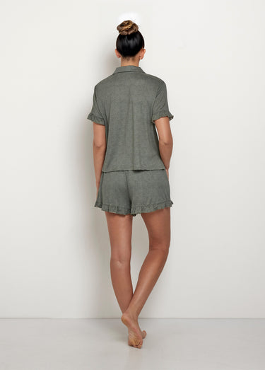 Pyjashort détails volantés Vert