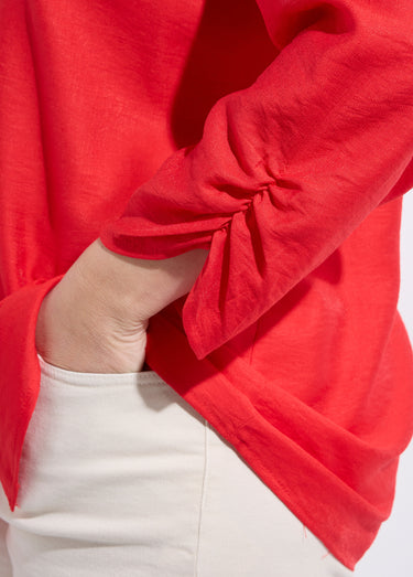 Tunique col V manches 3/4 fantaisie Rouge