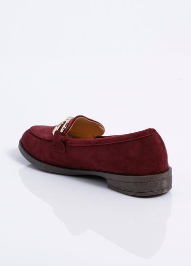 Mocassins suédine avec bride en métal Bordeaux