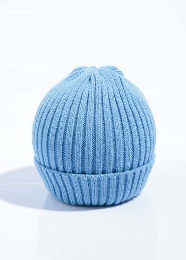 Bonnet en maille cotelée à revers Bleu Clair