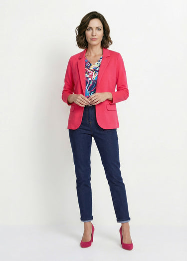 Veste droite boutonnée maille milano unie Rose