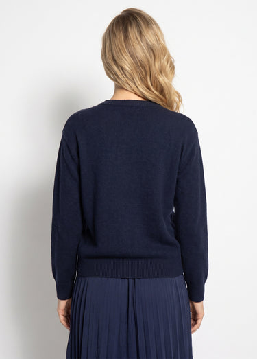 Gilet avec détails nœud perles de rocaille Marine