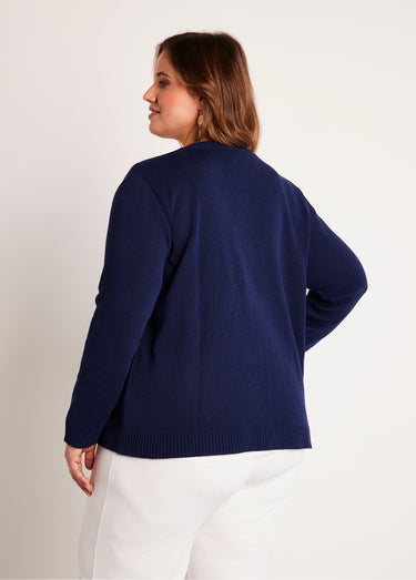 Gilet cardigan court boutonné Marine