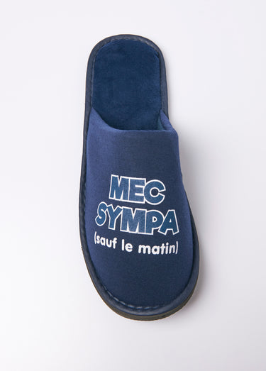 Chaussons mules à message humoristique Bleu