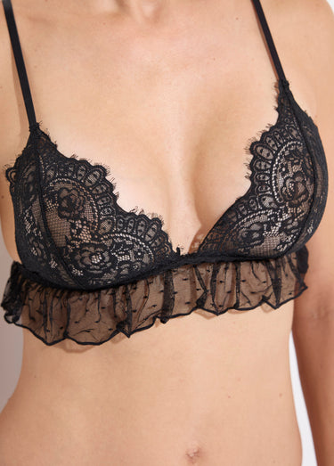 Ensemble sexy dentelle soutien gorge string Noir