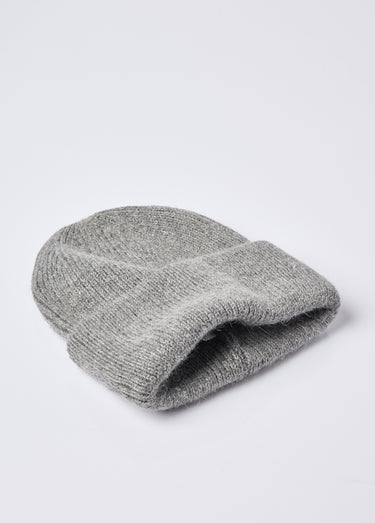 Bonnet en maille cotelée avec angora Gris Fonce