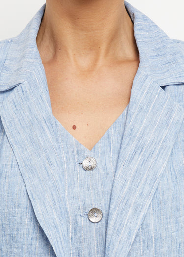 Veste tailleur rayée, aspect irrégulier Bleu