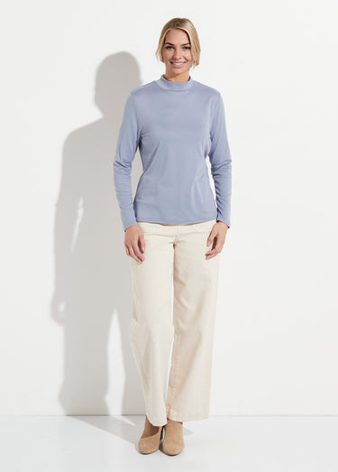 T-shirt doux col montant manches longues Indigo
