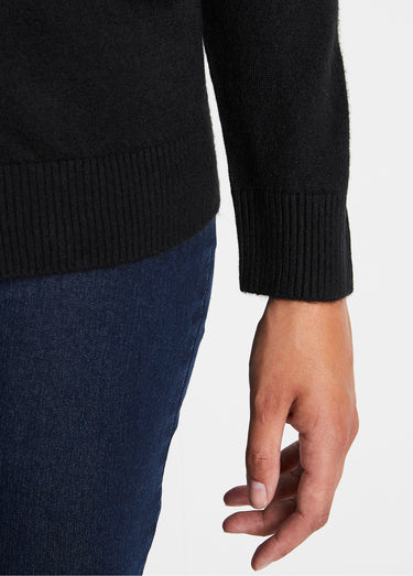 Gilet boutonné mi-long maille douce Noir