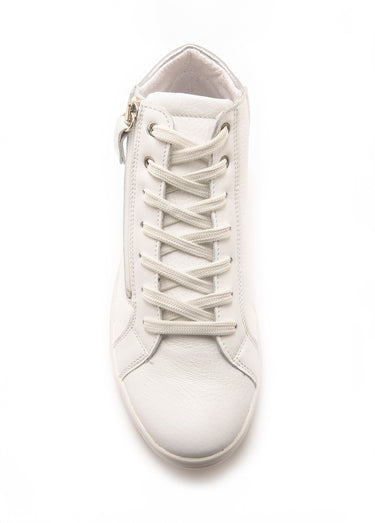 Baskets montantes en cuir, lacets et zip Blanc