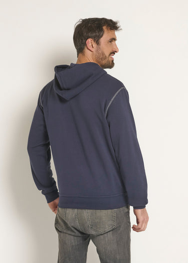 Sweat zippé à capuche détails contrastants Marine