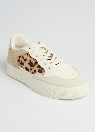 Sneakers multimatières à lacets Leopard