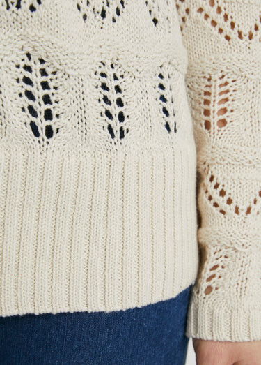 Gilet court boutonné maille ajourée Ficelle