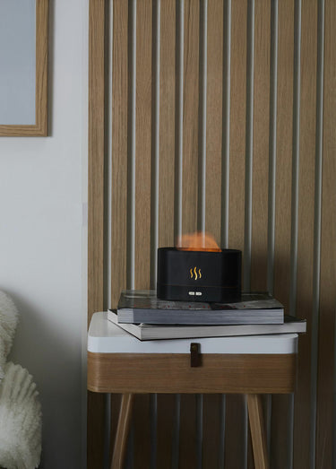 Diffuseur de parfum LED, effet flamme Noir