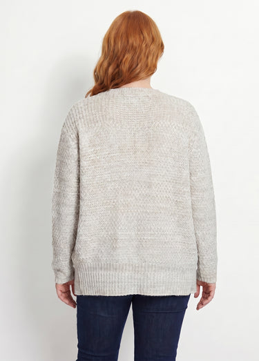 Gilet long bord à bord maille fantaisie Naturel