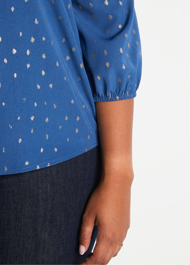 Tunique ample mi-longue manches 3/4 Bleu