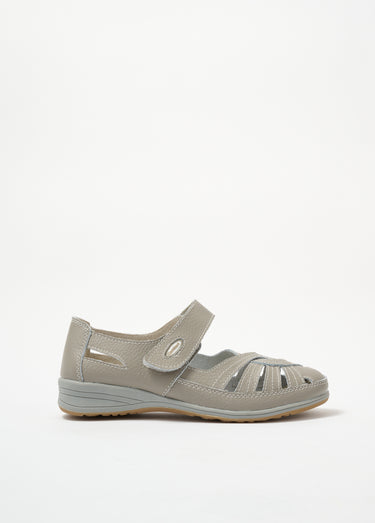 Sandales confortables en cuir ajouré Gris
