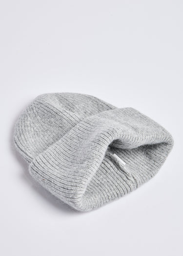 Bonnet en maille cotelée avec angora Gris Clair