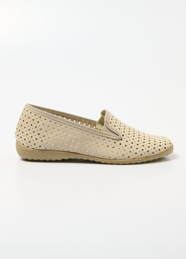 Mocassins élastiqués perforés largeur confort Beige